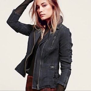 Free People black denim jacket